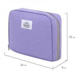 Пенал-органайзер BRAUBERG, 1 отделение, наклейки, молния вокруг, канвас, 22x15х4 см, черный, 273594