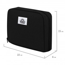 Пенал-органайзер BRAUBERG, 1 отделение, наклейки, молния вокруг, канвас, 22x15х4см, фиолетовый, 273596