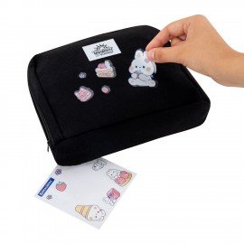 Пенал-органайзер BRAUBERG, 1 отделение, наклейки, молния вокруг, канвас, 22x15х4см, фиолетовый, 273596