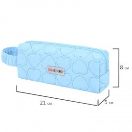 Пенал-косметичка HEIKKI (ХЕЙКИ) с ручкой, 1 отделение, стеганый полиэстер, 21х8х5 см, голубой, 273607