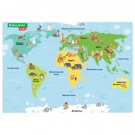 Настольное покрытие BRAUBERG KIDS, А3+, пластик, 46x33 см, Кот-энтузиаст изучает Мир, 273619