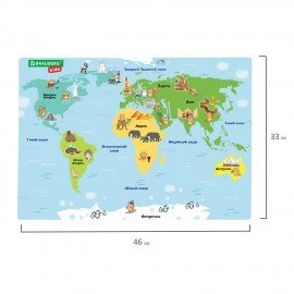 Настольное покрытие BRAUBERG KIDS, А3+, пластик, 46x33 см, Кот-энтузиаст изучает Мир, 273619