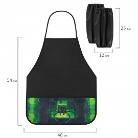 Фартук с нарукавниками для уроков труда BRAUBERG, 3 кармана, 46x54 см, Digital spider, 273644