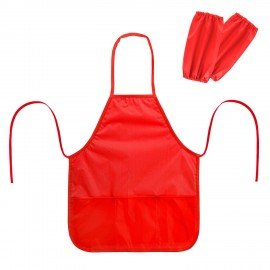 Фартук с нарукавниками для уроков труда ПИФАГОР, 3 кармана, увеличенный размер, 45x60 см, красный, 273745