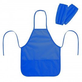 Фартук с нарукавниками для уроков труда ПИФАГОР, 3 кармана, увеличенный размер, 45x60 см, синий, 273746