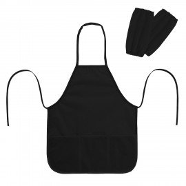 Фартук с нарукавниками для уроков труда ПИФАГОР, 3 кармана, стандартный размер, 44x55 см, черный, 273755