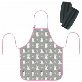 Фартук с нарукавниками для уроков труда ЮНЛАНДИЯ, регулировка по росту, 46х54 см, Sweet whiskers, 273766