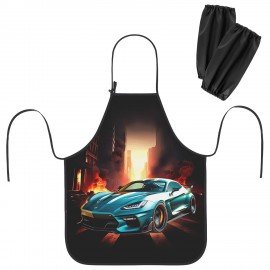 Фартук с нарукавниками для уроков труда ЮНЛАНДИЯ, регулировка по росту, 46х54 см, Fire car, 273768