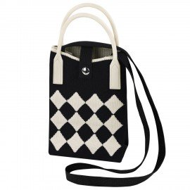 Сумочка-органайзер повседневная HEIKKI KNIT (ХЕЙКИ) кросс боди, вязаная, 17х12х5 см, Black and white, 273793