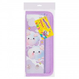 Пенал ЮНЛАНДИЯ ЮНИОР, 2 отделения, полиэстер, Purple clouds, 21х8х6 см, 273810