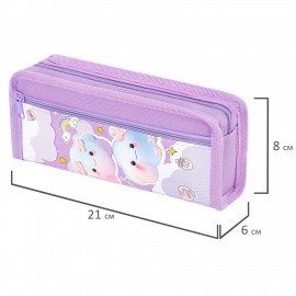 Пенал ЮНЛАНДИЯ ЮНИОР, 2 отделения, полиэстер, Purple clouds, 21х8х6 см, 273810