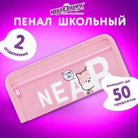 Пенал ЮНЛАНДИЯ ЮНИОР, 2 отделения, полиэстер, Near you, 21х8х6 см, 273811