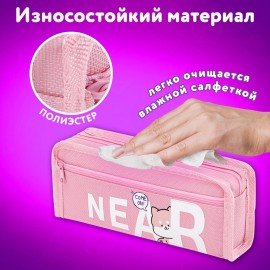 Пенал ЮНЛАНДИЯ ЮНИОР, 2 отделения, полиэстер, Near you, 21х8х6 см, 273811