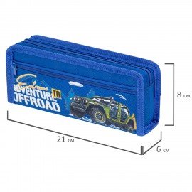 Пенал ЮНЛАНДИЯ ЮНИОР, 2 отделения, полиэстер, Offroad, 21х8х6 см, 273813