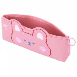 Пенал ЮНЛАНДИЯ ЮНИОР, 1 отделение, искусственная кожа, Pink bear, 20х9х7 см, 273818