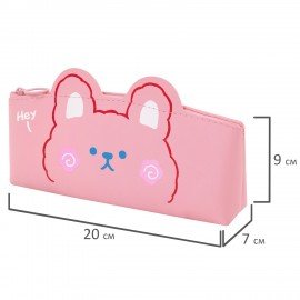 Пенал ЮНЛАНДИЯ ЮНИОР, 1 отделение, искусственная кожа, Pink bear, 20х9х7 см, 273818