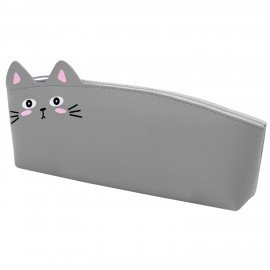 Пенал ЮНЛАНДИЯ ЮНИОР, 1 отделение, искусственная кожа, Gray kitty, 20х9х7 см, 273819