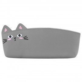 Пенал ЮНЛАНДИЯ ЮНИОР, 1 отделение, искусственная кожа, Gray kitty, 20х9х7 см, 273819