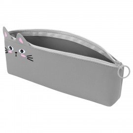 Пенал ЮНЛАНДИЯ ЮНИОР, 1 отделение, искусственная кожа, Gray kitty, 20х9х7 см, 273819