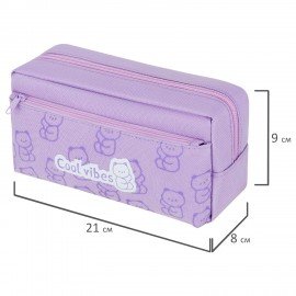 Пенал ЮНЛАНДИЯ ЮНИОР, 2 отделения, Cool vibes, 21х9х8 см, 273821