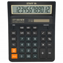 Калькулятор настольный STAFF STF-888-New (202x158 мм), 12 разрядов, двойное питание, черный, 273831