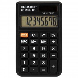 Калькулятор карманный CROMEX CX-210N-BK (96х62 мм), 8 разрядов, двойное питание, черный, 273834