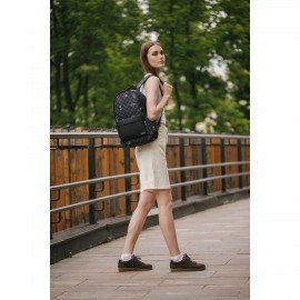 Рюкзак HEIKKI POSITIVE (ХЕЙКИ) универсальный, карман-антивор, Gray Chess, 42х28х14 см, 273855