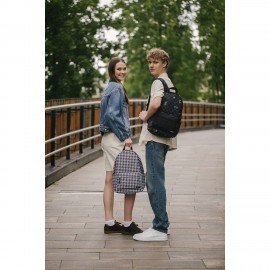 Рюкзак HEIKKI POSITIVE (ХЕЙКИ) универсальный, карман-антивор, Gray Chess, 42х28х14 см, 273855