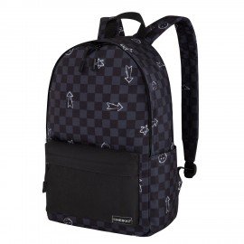 Рюкзак HEIKKI POSITIVE (ХЕЙКИ) универсальный, карман-антивор, Gray Chess, 42х28х14 см, 273855