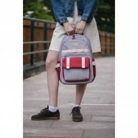 Рюкзак HEIKKI GOODLY (ХЕЙКИ) универс., 2 отд, отд. для ноутбука, сер/красн, 46x33x18см, 273869