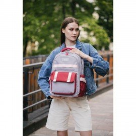 Рюкзак HEIKKI GOODLY (ХЕЙКИ) универс., 2 отд, отд. для ноутбука, сер/красн, 46x33x18см, 273869