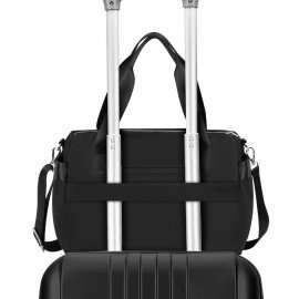 Сумка дорожная HEIKKI HANDY (ХЕЙКИ), карман на молнии, багажная лента, черная,38х16х25см, 273874