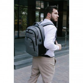 Рюкзак HEIKKI SECURE (ХЕЙКИ) универсальный, 2 отделения, отделение для ноутбука, серый, 46x31x19 см, 273895