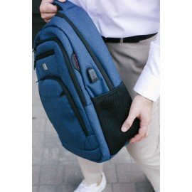 Рюкзак HEIKKI SECURE (ХЕЙКИ) универсальный, 2 отделения, отделение для ноутбука, синий, 46x31x19 см, 273896
