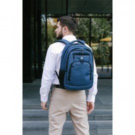 Рюкзак HEIKKI SECURE (ХЕЙКИ) универсальный, 2 отделения, отделение для ноутбука, синий, 46x31x19 см, 273896