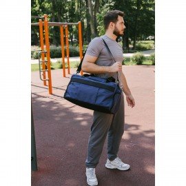 Сумка спортивная HEIKKI MOVE PLUS (ХЕЙКИ) отделение для обуви, синяя, 28х50х23 см, 273897