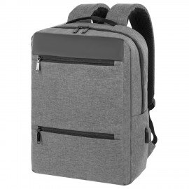 Рюкзак HEIKKI PANEL (ХЕЙКИ) отделение для ноутбука, USB-порт, багажная лента, серый, 44x30x13 см, 273903