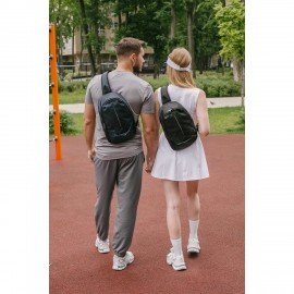 Рюкзак HEIKKI SPORTING (ХЕЙКИ) на одно плечо, эргономичный, черный, 37x23x10см, 273905
