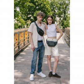 РЕЗЕРВ Сумка на пояс PROMPT, два отделения, светоотражающая молния, черная, 35х13,5х4, 273922