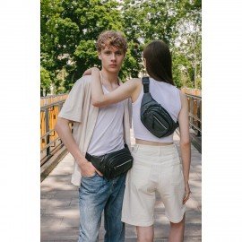 РЕЗЕРВ Сумка на пояс PROMPT, два отделения, светоотражающая молния, черная, 35х13,5х4, 273922