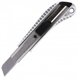 Нож канцелярский 18 мм КОМПЛЕКТ 2 штуки + 10 ЛЕЗВИЙ, металлический корпус, BRAUBERG Metallic, 273929