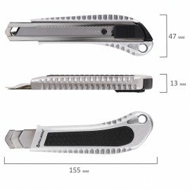 Нож канцелярский 18 мм КОМПЛЕКТ 2 штуки + 10 ЛЕЗВИЙ, металлический корпус, BRAUBERG Metallic, 273929