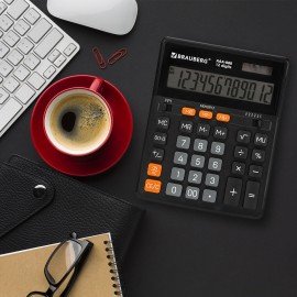 Калькулятор настольный BRAUBERG AAA-888 (202x159 мм),12 разрядов, ЧЕРНЫЙ, двойное питание, 273981
