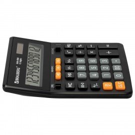 Калькулятор настольный BRAUBERG AAA-888 (202x159 мм),12 разрядов, ЧЕРНЫЙ, двойное питание, 273981