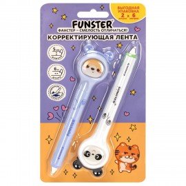 Корректирующая лента FUNSTER(ФАНСТЕР) "Милые зверята" 5ммx6м, ВЫГОДНАЯ УПАКОВКА 2шт, блистер, 273983