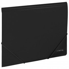 Папка на резинках БОЛЬШОГО ФОРМАТА A3, черная, до 300 листов, 0,7 мм, STAFF, 274000