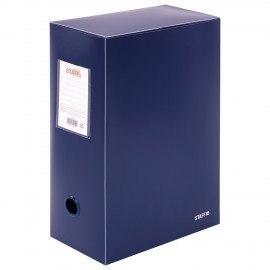 Короб архивный 330х245х120 мм, пластик, разборный, до 1200 листов, синий, 0,9 мм, STAFF, 274002