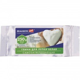 Глина для лепки (масса для моделирования) самозатвердевающая белая 250 г BRAUBERG ART CLASSIC, 274008