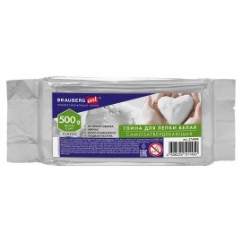 Глина для лепки (масса для моделирования) самозатвердевающая белая 500 г BRAUBERG ART CLASSIC, 274009