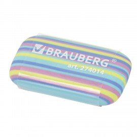Ластик BRAUBERG "PASTEL STRIPES", 45х24х10 мм, пастельные цвета ассорти, 274014